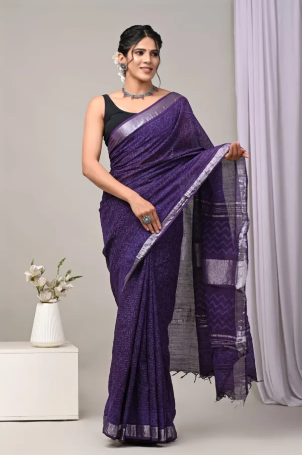 Purple Linen Saree