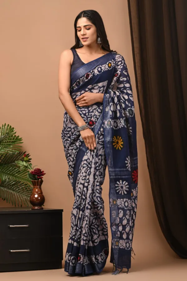 Designer linen sarees online