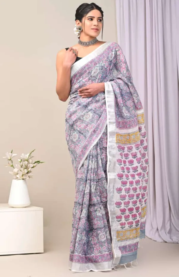 Linen Cotton Sarees with Prices