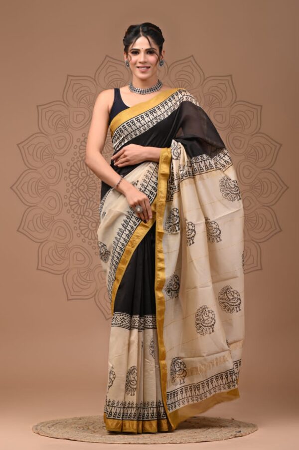 Black with golden Pallu Silk saree