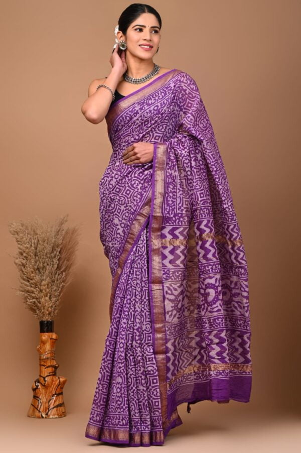 Purple Maheshwari Silk saree