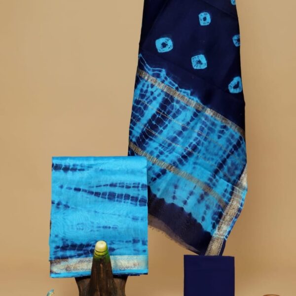 Maheshwari suits25 Blue Bandhej Maheshwari Silk Dress