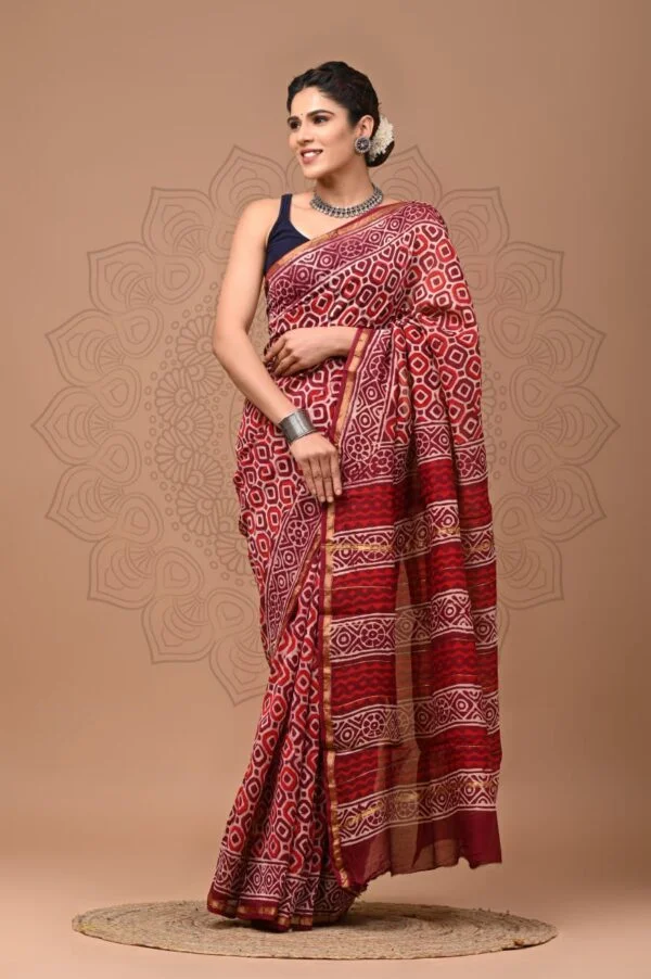 Red Brown Chanderi Silk saree