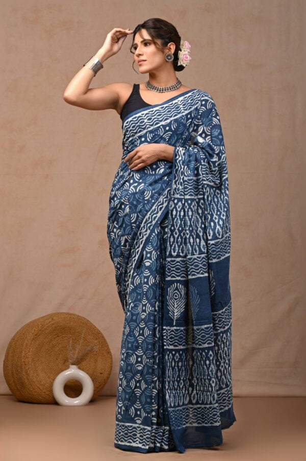 Blue saree cotton
