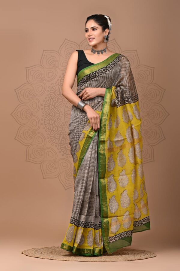 Pine Cone Maheshwari silk saree