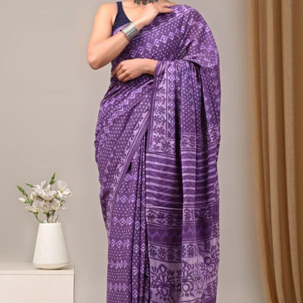 Indigo Blue Cotton Saree