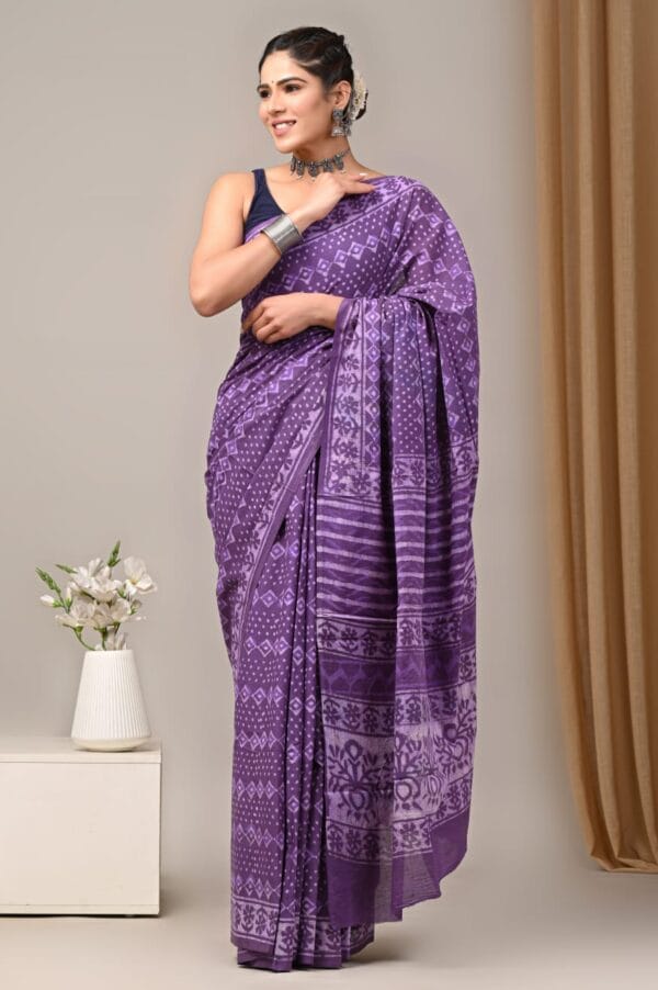 Indigo Blue Cotton Saree