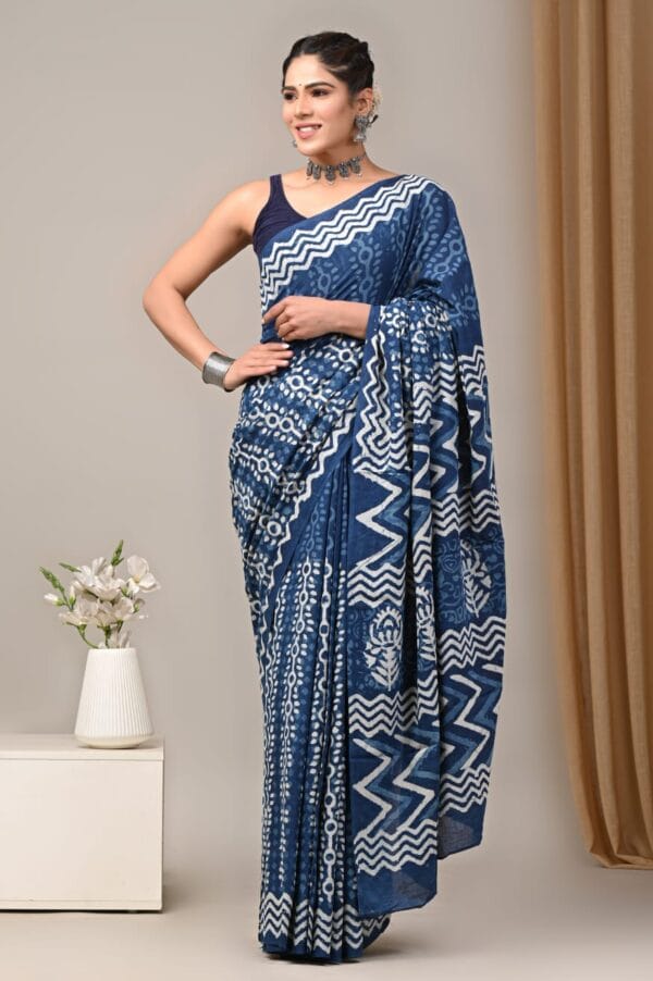 Indigo Cotton Saree