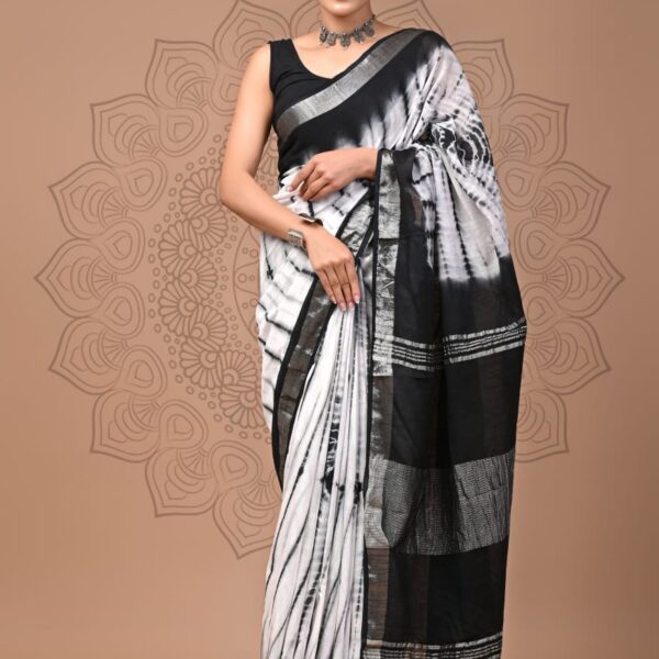 White Linen Saree