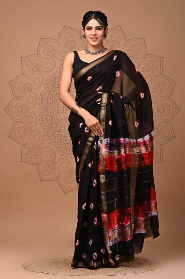 black maheshwari silk saree