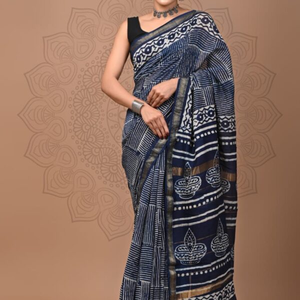 Maheshwari_sarees-gov1 Tealish Blue Maheshwari Saree