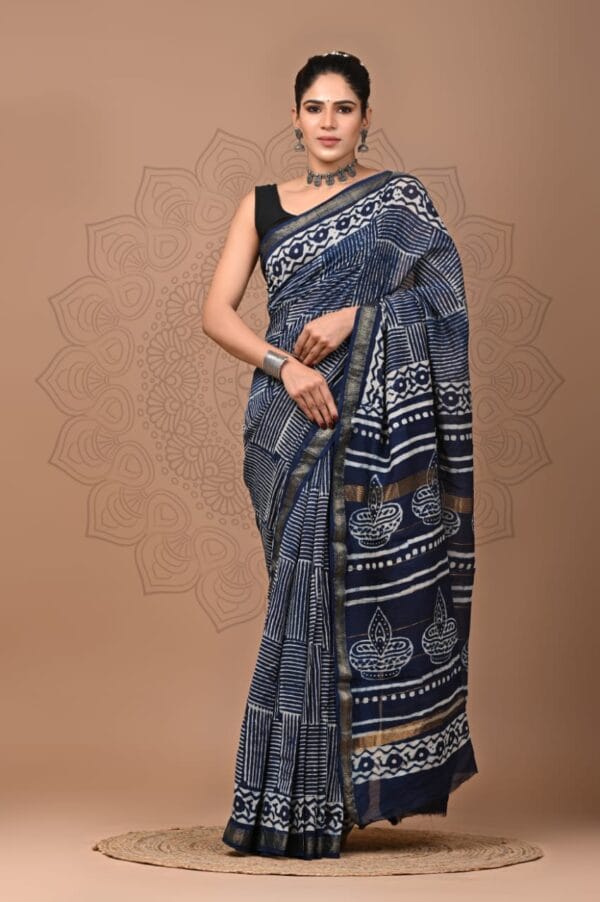 Tealish Blue Maheshwari Saree