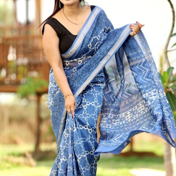 Blue jay Maheshwari Silk Saree