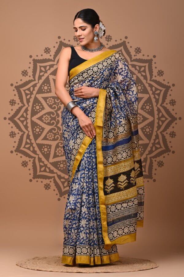 Blue Zodiac Maheshwaree saree