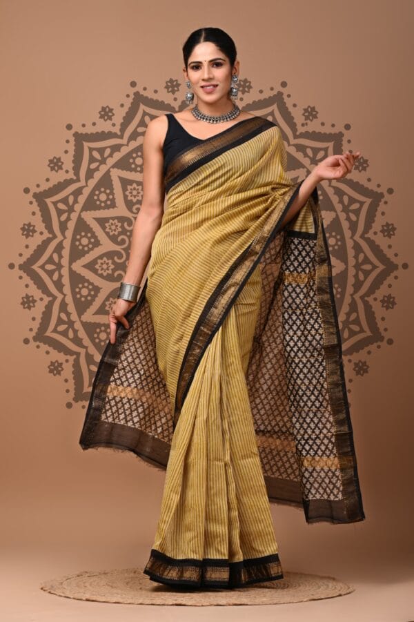 Sand Brown Maheshwari Silk saree