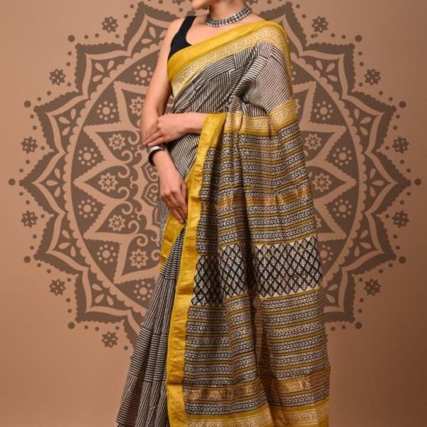 Maheshwari_sarees-gov7 Saffron Mango Maheshwari Silk Saree