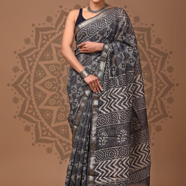 Baltic Sea Maheshwari Silk Saree