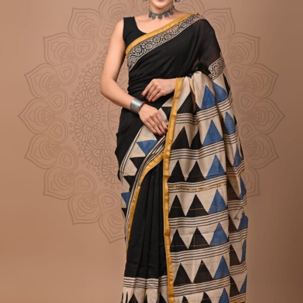 chanderi silk saree shu25 Chanderi Bagru Saree