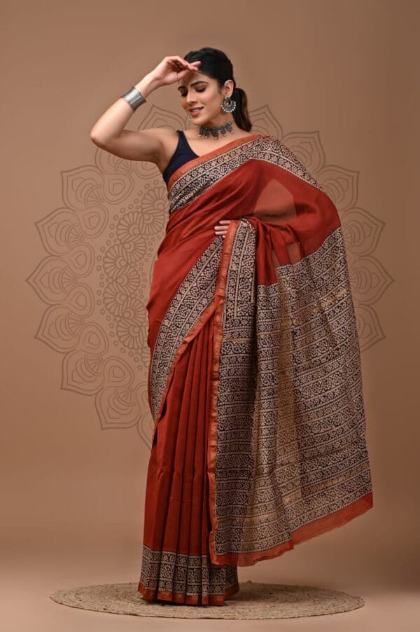 Chanderi Cotton Block Print Sarees