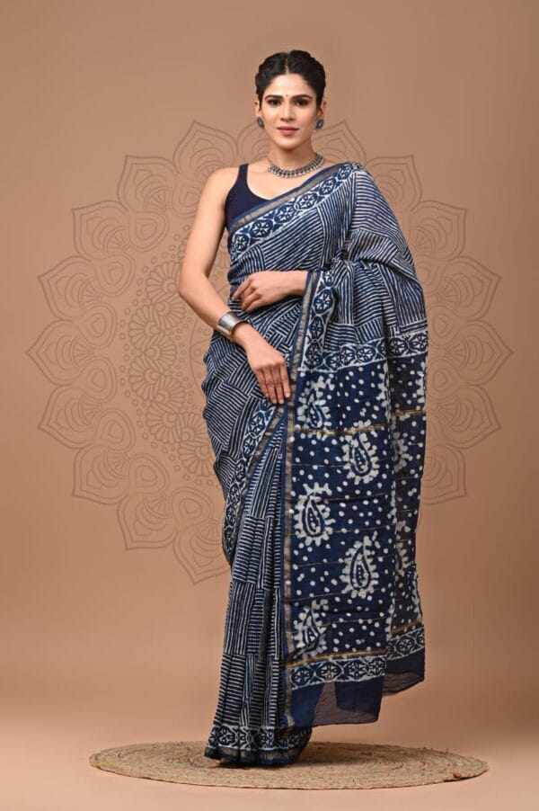 chanderi blue saree