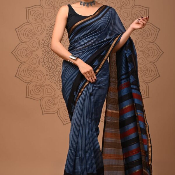 Chanderi Bagru Print Saree