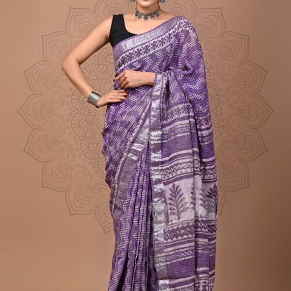Printed Linen Sarees Online