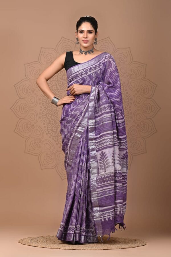 Printed Linen Sarees Online