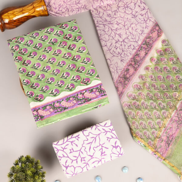 Green Mist Kota Dupatta Cotton Suit