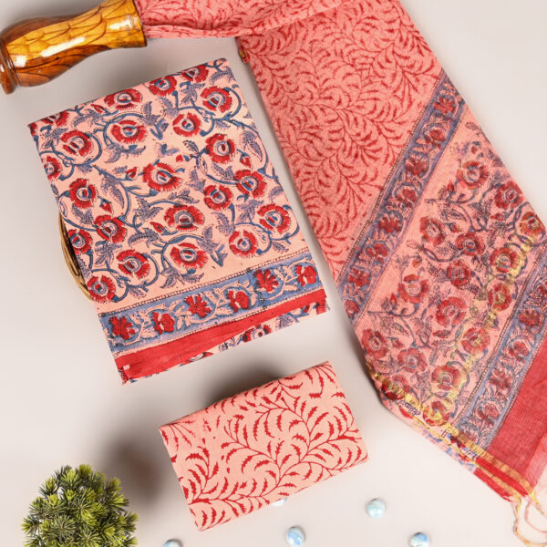 Hit Pink Kota Dupatta Cotton Suit