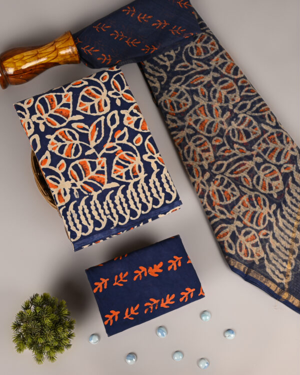 Blue Zodiac Cotton suit With Kota Dupatta