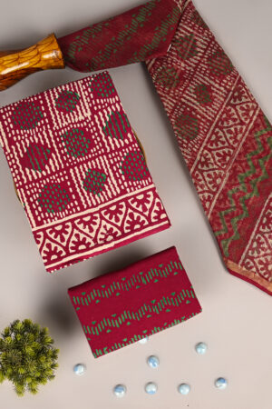 Merlot Cotton Suit With Kota Dupatta