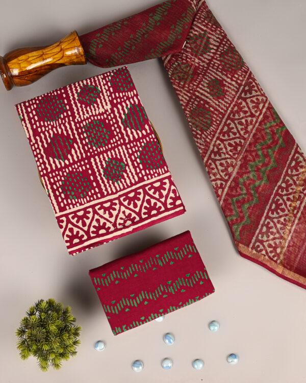 Merlot Cotton Suit With Kota Dupatta