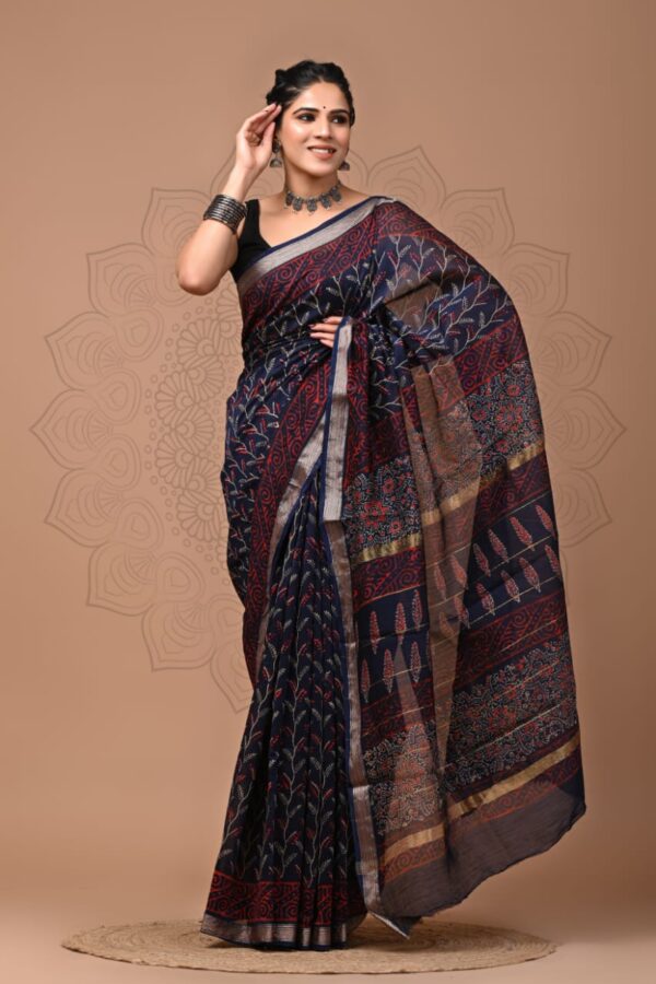 Purply Blue Maheshwari Silk saree