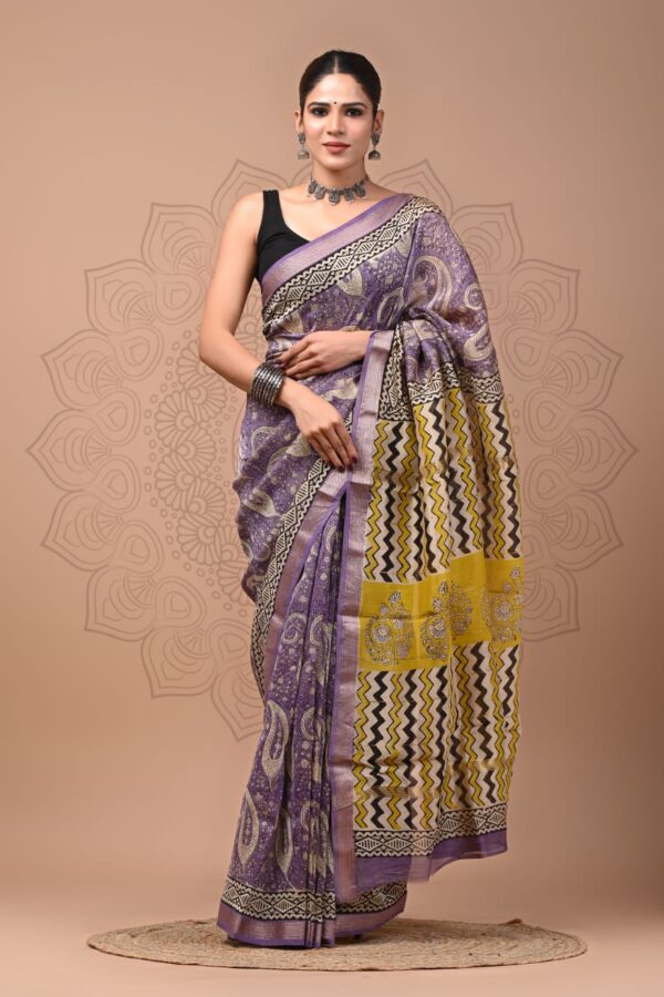Plum Purple Maheshwari Silk saree