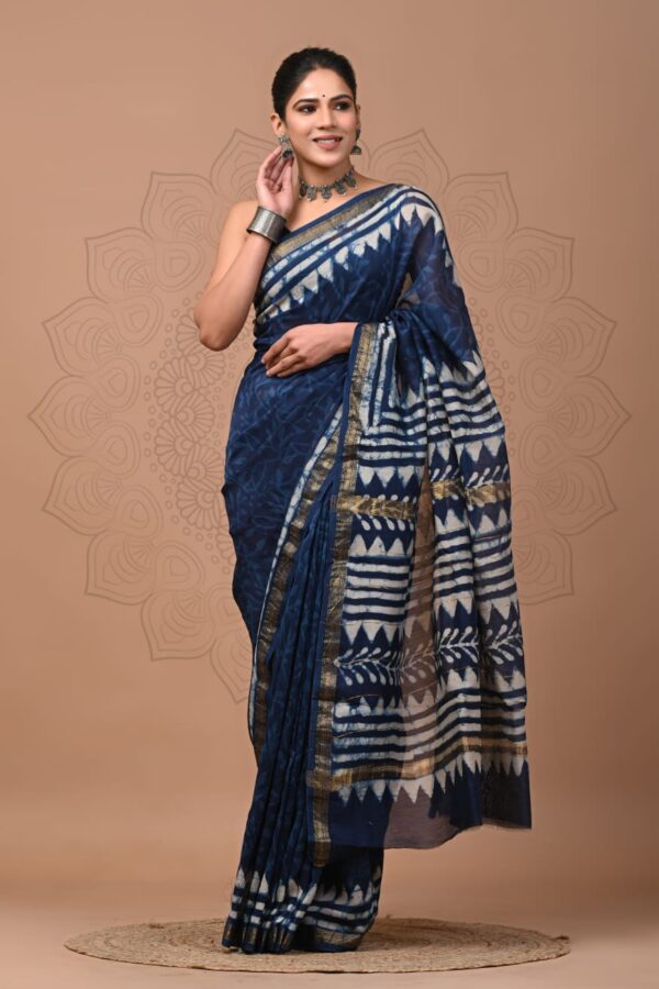 Indigo Blue Maheshwari silk saree