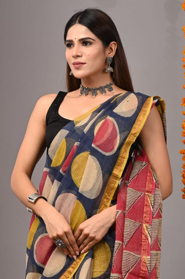Ship Grey Kota Doria Saree - Image 4