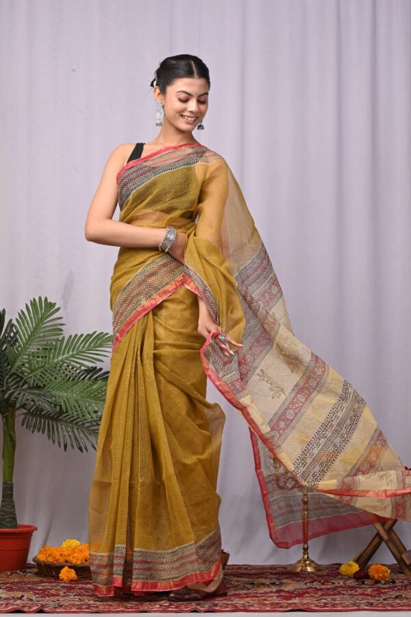 Oak Brown Kota Doria Saree