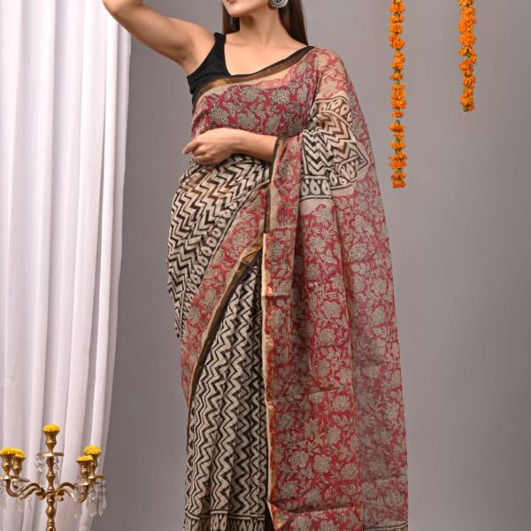 Rose Toupe Kota Doria Saree