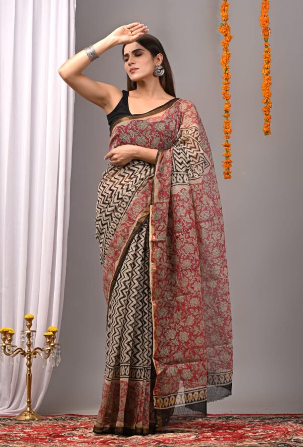 Rose Toupe Kota Doria Saree