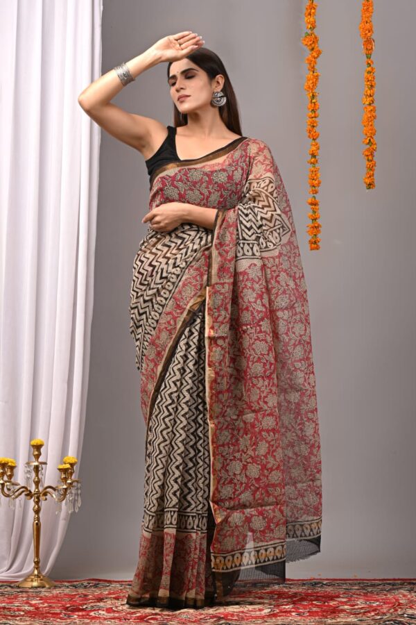 Rose Toupe Kota Doria Saree