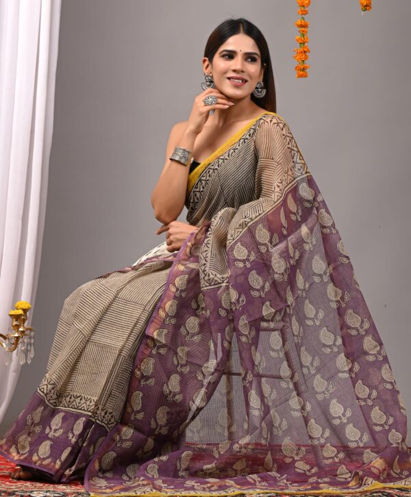 Cinereous Kota Doria Saree - Image 4