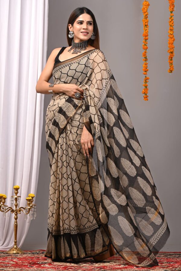 Desert Sand Kota Doria Saree