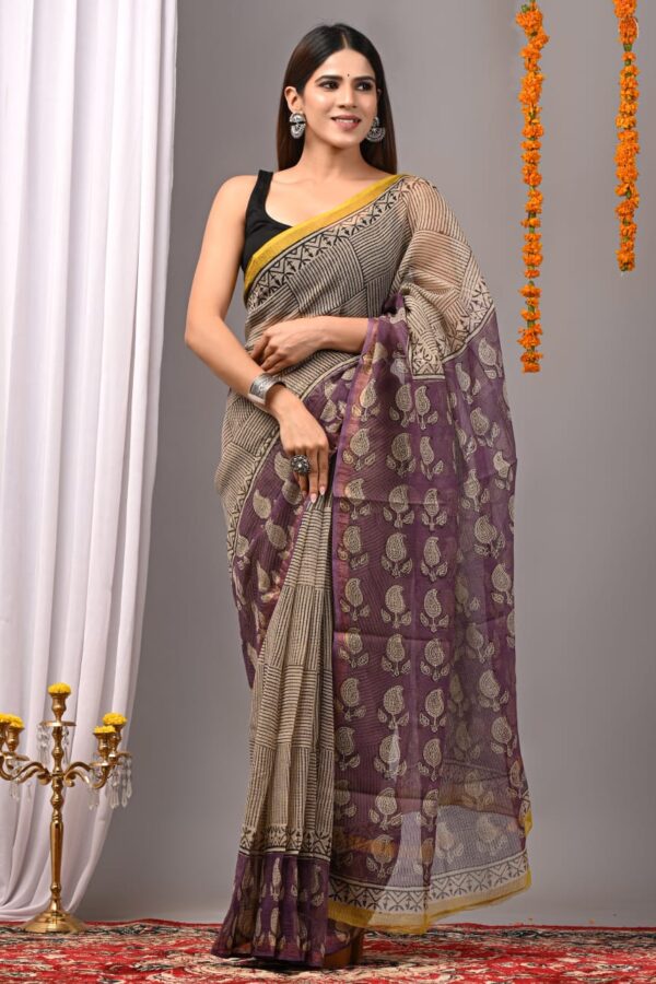 Cinereous Kota Doria Saree