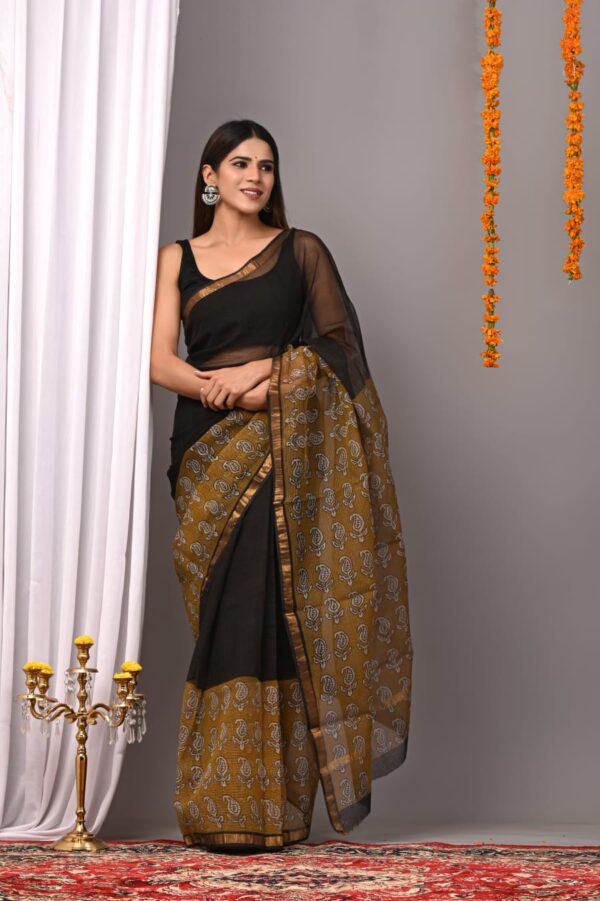 Smooky Black Kota Doria Saree - Image 2