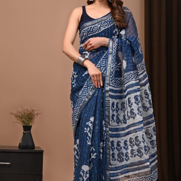Indigo Kota Doria Saree
