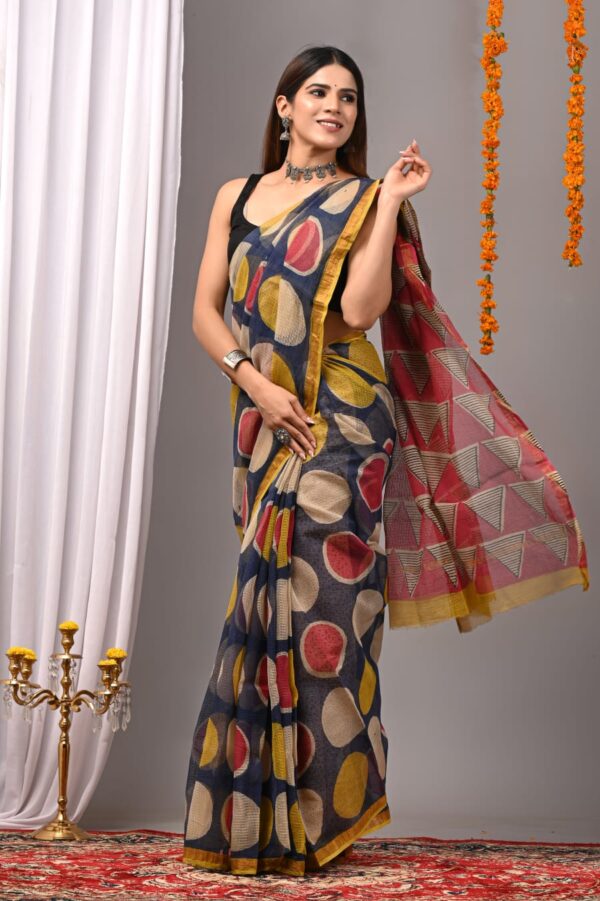 Ship Grey Kota Doria Saree - Image 2