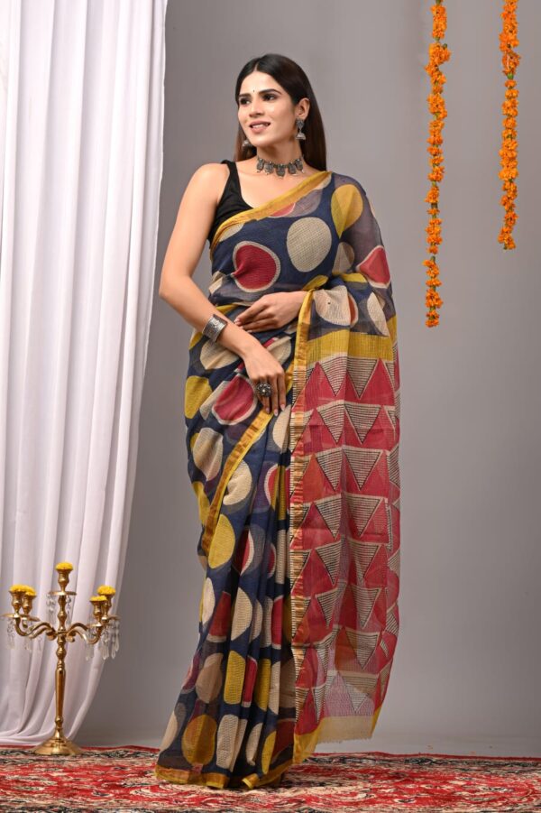 Ship Grey Kota Doria Saree - Image 3