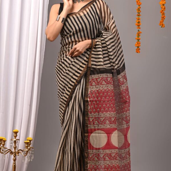 Vivid Burgundy Kota Doria Saree