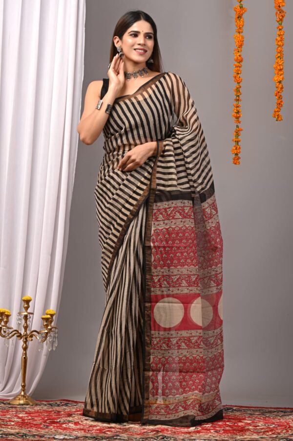 Vivid Burgundy Kota Doria Saree