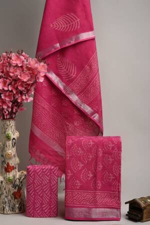 Pink Linen Unstiched Suit Set